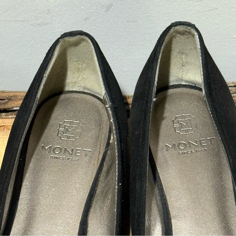 Monet Black Suede Pointed Toe Flats Size 8.5 B100 - Picture 4 of 8